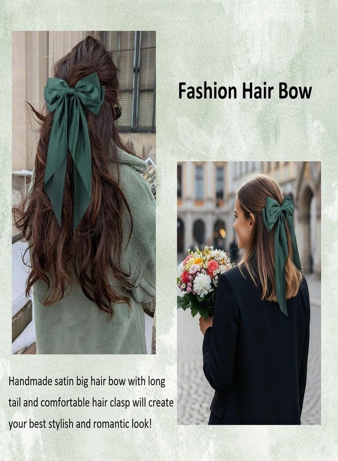Tobeffect Hair Clips, Hair Bows for Women Girls Silky Satin Big Bowknot Hair Clips Red Green, Hair Accessories, 2 Count - Image 5